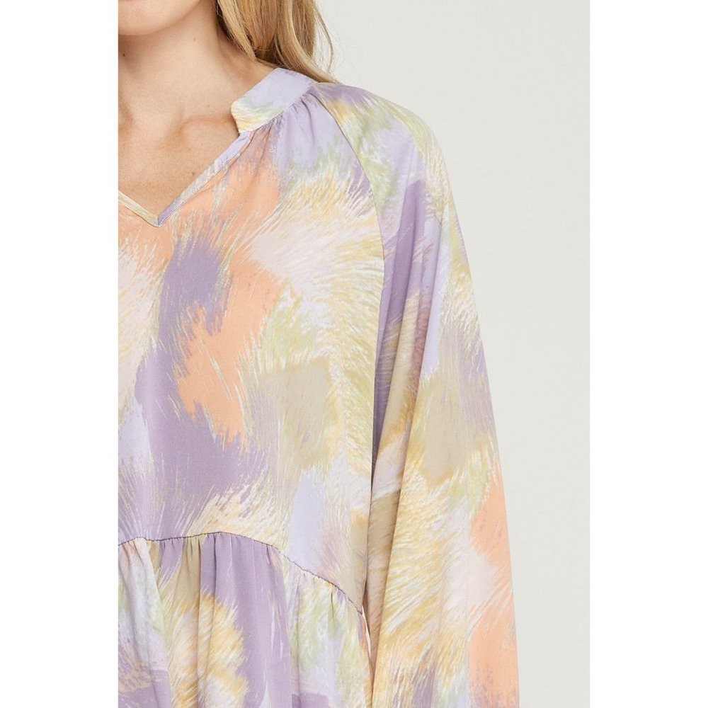 Entro V-Neck Tiered Top, Lavender - Picture 6 of 7